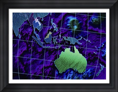 Framed Close-up of a map of Australia Print