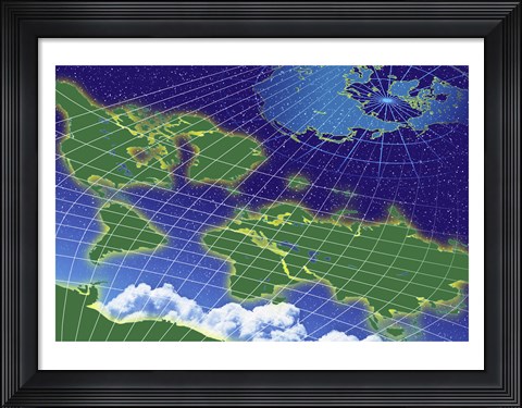 Framed Close-up of a world map Print