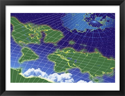 Framed Close-up of a world map Print