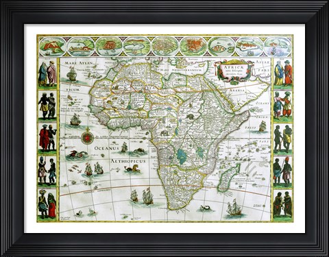 Framed Close-up of the map of Africa, Joan Bleau, 1630 Print