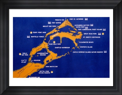 Framed Close-up of map of Bermuda Print