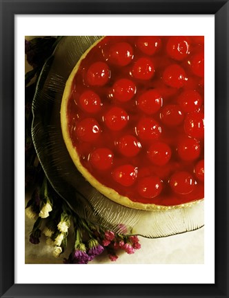 Framed Close-up of a cherry covered cheesecake Print