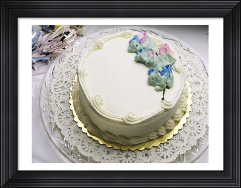 Framed Close-up of a cake on a tray Print
