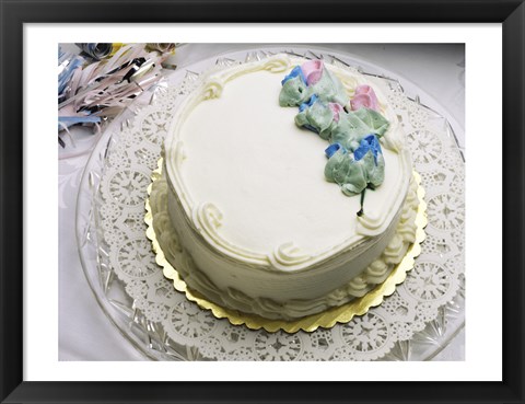 Framed Close-up of a cake on a tray Print