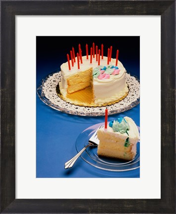 Framed Close-up of candles on a birthday cake Print