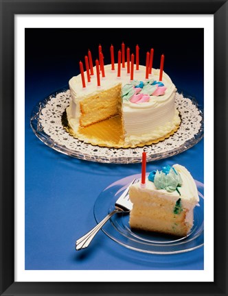 Framed Close-up of candles on a birthday cake Print