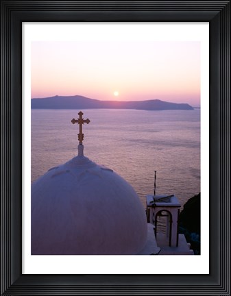 Framed Sunrise, Santorini, Oia, Cyclades Islands, Greece Print