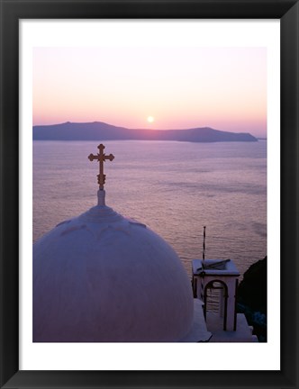 Framed Sunrise, Santorini, Oia, Cyclades Islands, Greece Print