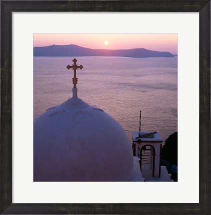 Framed Sunrise, Santorini, Oia, Cyclades Islands, Greece Print