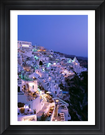 Framed Night, Santorini, Thira (Fira), Cyclades Islands, Greece Print