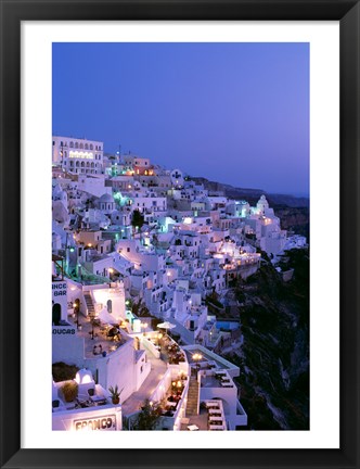 Framed Night, Santorini, Thira (Fira), Cyclades Islands, Greece Print