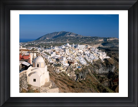 Framed Thira (Fira) City, Cyclades Islands, Greece Print