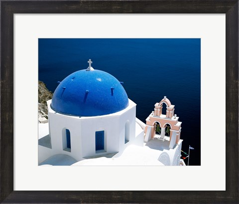 Framed Santorini, Oia , Cyclades Islands, Greece Arial View Print