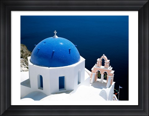 Framed Santorini, Oia , Cyclades Islands, Greece Arial View Print