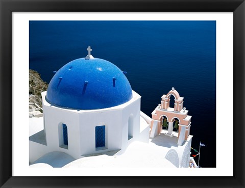 Framed Santorini, Oia , Cyclades Islands, Greece Arial View Print