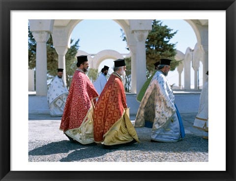 Framed Greek Orthodox, Priests, Santorini, Thira (Fira), Cyclades Islands, Greece Print