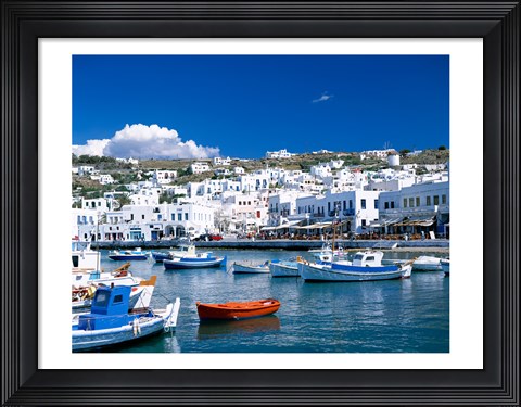 Framed Town View, Mykonos, Cyclades Islands, Greece Print