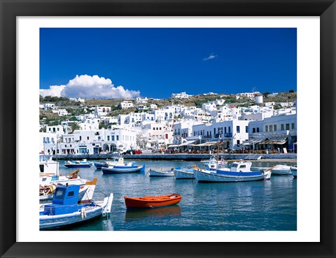 Framed Town View, Mykonos, Cyclades Islands, Greece Print