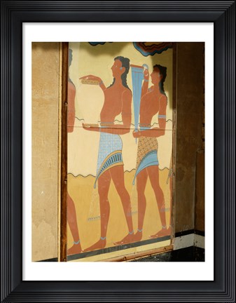 Framed Minoan Art, Procession Fresco, Palace of Knossos, Knossos, Crete, Greece Print