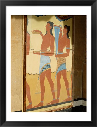 Framed Minoan Art, Procession Fresco, Palace of Knossos, Knossos, Crete, Greece Print