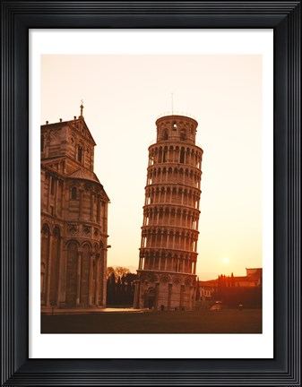 Framed Tower at sunrise, Leaning Tower, Pisa, Italy Print