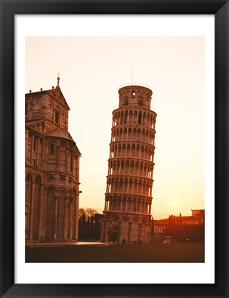 Framed Tower at sunrise, Leaning Tower, Pisa, Italy Print