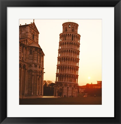 Framed Tower at sunrise, Leaning Tower, Pisa, Italy Print