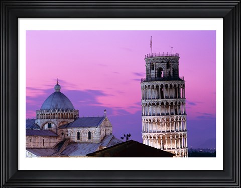 Framed Tower at night, Leaning Tower, Pisa, Italy Print