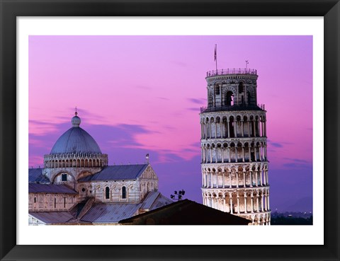 Framed Tower at night, Leaning Tower, Pisa, Italy Print