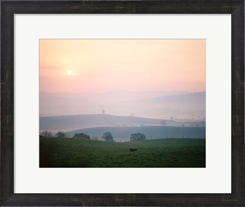 Framed Sunrise near Hawes, Yorkshire Dales National Park, North Yorkshire, England Print