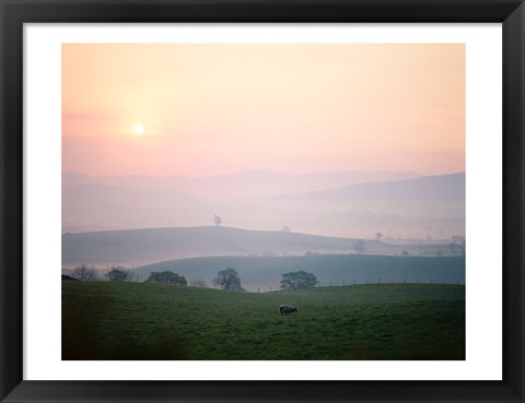 Framed Sunrise near Hawes, Yorkshire Dales National Park, North Yorkshire, England Print