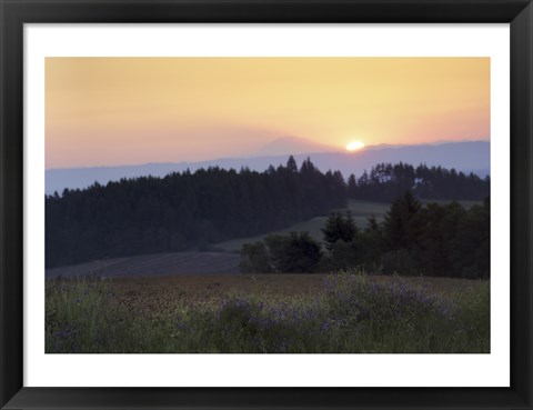 Framed Panoramic view of a sunrise, Oregon, USA Print