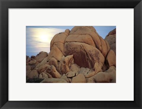 Framed Boulders at sunrise, Joshua Tree National Monument, California, USA Print