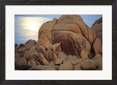 Framed Boulders at sunrise, Joshua Tree National Monument, California, USA Print