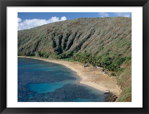 Framed High angle view of a bay, Hanauma Bay, Oahu, Hawaii, USA Landscape Print