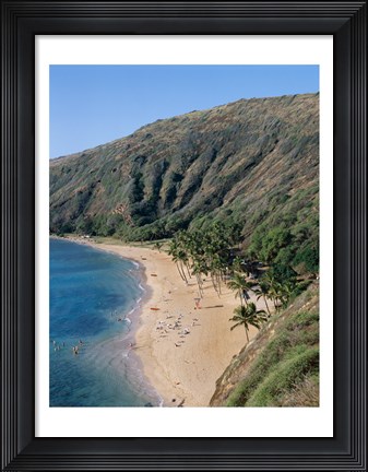 Framed High angle view of a bay, Hanauma Bay, Oahu, Hawaii, USA Print