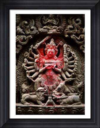 Framed Statue of a goddess, Kathmandu, Nepal Print