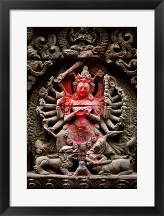 Framed Statue of a goddess, Kathmandu, Nepal Print