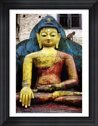 Framed Statue of Buddha, Kathmandu, Nepal Print