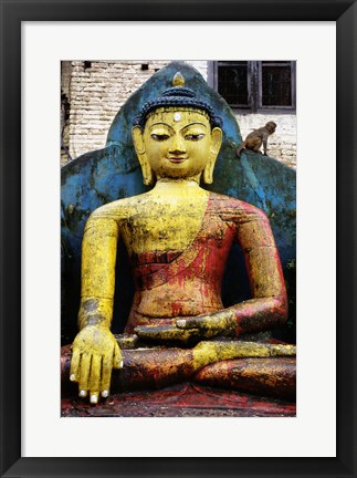 Framed Statue of Buddha, Kathmandu, Nepal Print