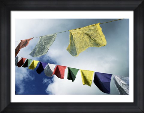 Framed Low angle view of prayer flags, Kathmandu, Nepal Print