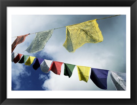 Framed Low angle view of prayer flags, Kathmandu, Nepal Print