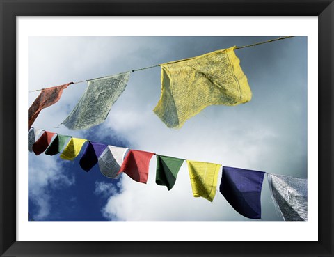 Framed Low angle view of prayer flags, Kathmandu, Nepal Print