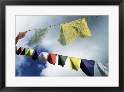 Framed Low angle view of prayer flags, Kathmandu, Nepal Print