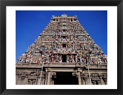 Framed Carving on Sri Meenakshi Hindu Temple, Chennai, Tamil Nadu, India Print