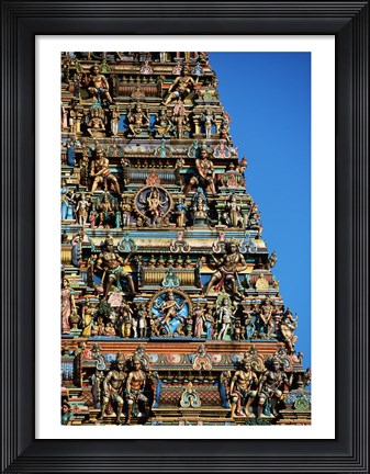 Framed Carvings on a temple, Sri Meenakshi Hindu Temple, Chennai, Tamil Nadu, India Print