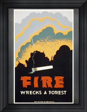 Framed Fire Wrecks a Forest Print