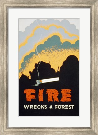 Framed Fire Wrecks a Forest Print