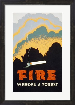 Framed Fire Wrecks a Forest Print
