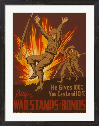 Framed War Stamps &amp; Bonds Print